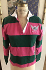 Vintage Aer Lingus Pink and Green Irish Rugby Shirt Heritage Collection Size 12