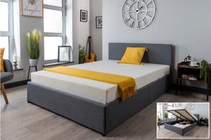 Havana Ottoman Storage Gas Lift Up Bed Frame Grey Fabric Single Double King Size - Picture 1 of 8