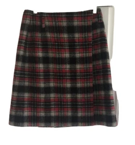 Eddie Bauer Plaid Mini Skirt Size 4 Red White Black Wool Blend Vintage Look - Picture 1 of 5