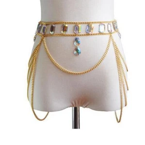 Rhinestone Body Chain Waist Belt Chain Top Bra Harness Bikini Water Bodychain - Picture 1 of 9