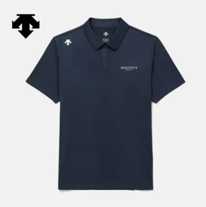 DESCENTE Tough Wordings Polo T-Shirt NAVY ASIAN FIT - Picture 1 of 5