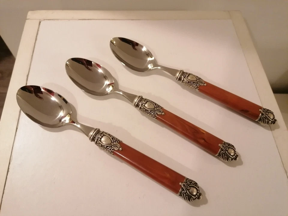 BUGATTI, modello Rinascimento, colore marrone, 12 cucchiai da frutta - Imagen 1 de 4