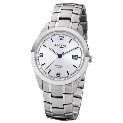 Regent Orologio da Uomo F-1194 Metallo Quarzo Polso Cinturino IN Argento URF1194 - Immagine 1 di 4
