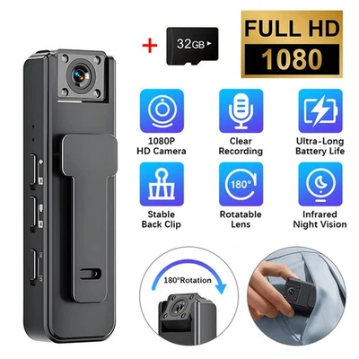 HD 1080P Mini Police Body Camera Video Audio Recorder Pocket Night Vision Cam US - Image 1 of 4
