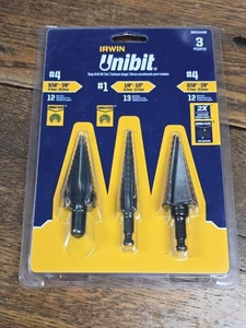 🛠️ Irwin Unibit IWAS155040F 3 -Piece Set 12 -Step Drill Bit Set 3/16 to 7/8 - Picture 1 of 4