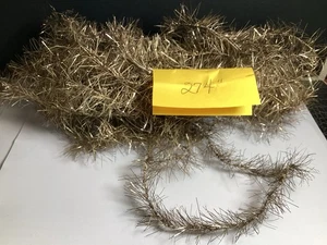 274 ZOLL ANTIKE VINTAGE FEDERBAUM FEINE LAMETTA GIRLANDE HELLGOLD FARBE SCHÖN - Bild 1 von 4