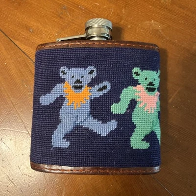 Vintage Grateful Dead Bear Handmade Stainless Steel Flask Gift Smathers Branson - Image 1 of 4