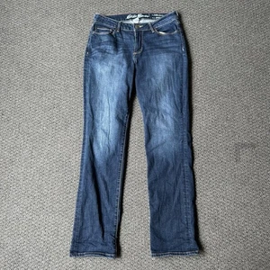 Eddie Bauer Women’s Jeans Size 6 Straight Leg Slightly Curvy Dark Blue Denim Zip - Bild 1 von 10