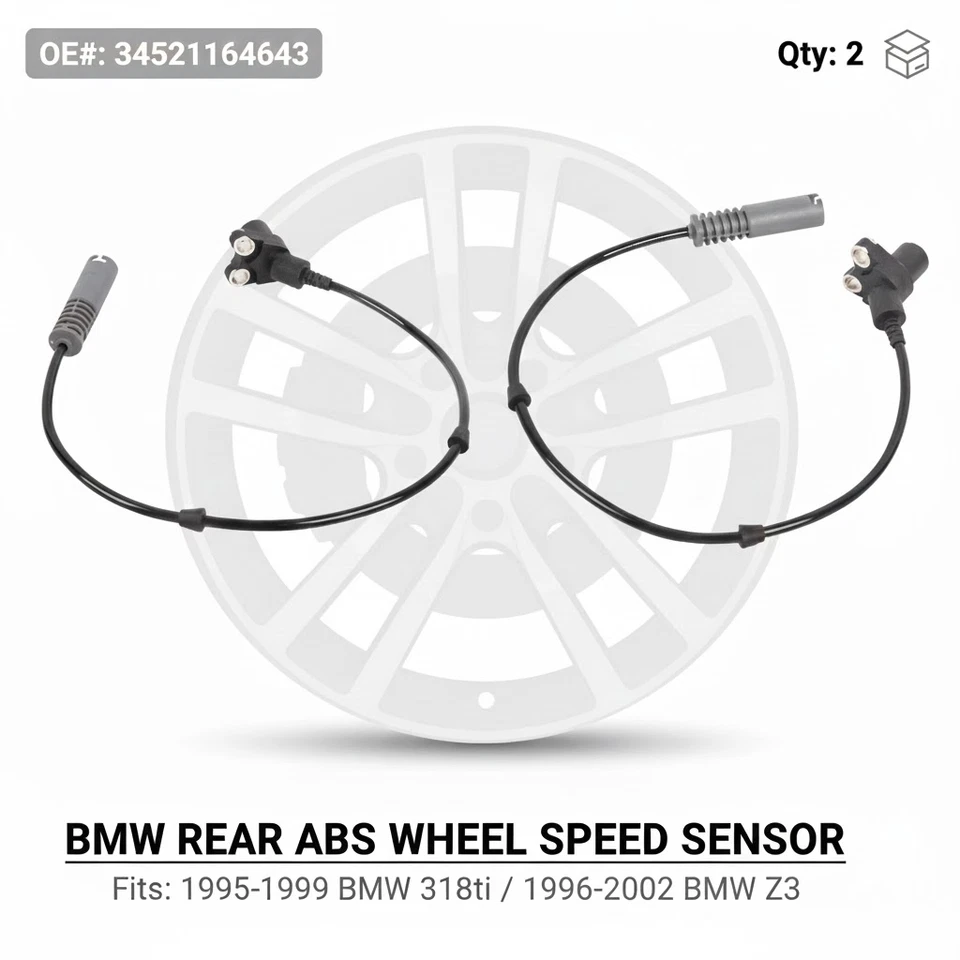 Комплект датчиков скорости задних колес ABS 2 шт. для BMW 318ti и Z3 1995-2002 прямая посадка  - Изображение 1 из 4
