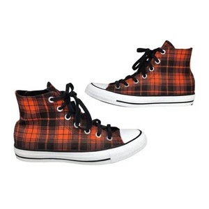 Zapatos Converse para mujer 8 rojos negros a cuadros tops altos grunge patinador preppy punk - Imagen 1 de 11