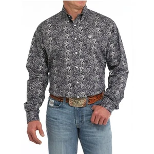 Cinch Purple Black Paisley Long Sleeve Western Button Arena Shirt Size Small - Picture 1 of 14