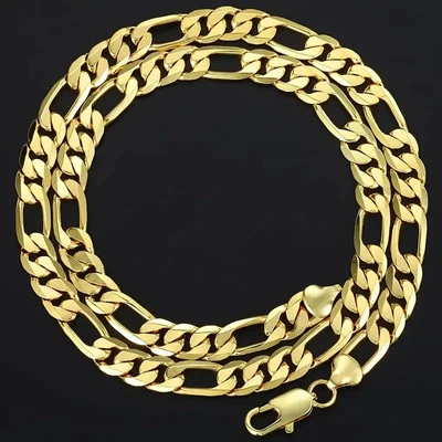 Men's or Ladies 8mm 24" 18k No Fade Titanium Hip Hop Figaro Chain - Image 1 of 3