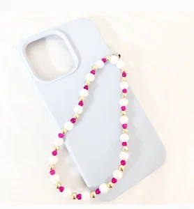 Wrist strap lanyard for cell phone case camera white pink - Afbeelding 1 van 1