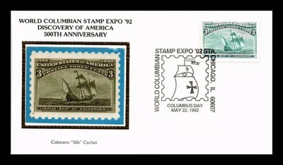 DR JIM STAMPS US COVER FLAG SHIP OF COLUMBUS FDC COLORANO SILK CACHET - Image 1 of 2
