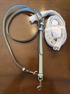 Coach Leather Hardware Straps Handles Black  And Light Blue Authentic New - Picture 1 of 9