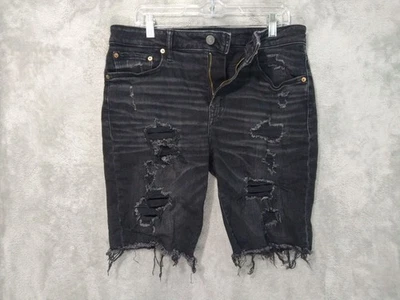 American Eagle Shorts Mens 32 Black Denim Airflex Distressed Mid Rise Stretch - Image 1 of 4