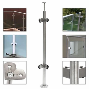 Fencing Stainless Steel Balustrade Post Railing 110cm Post Grade Glass Clamps - Picture 1 of 12