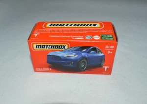 MATCHBOX 2022 POWER GRAGS 53/100 - TESLA MODEL X BLUE - Picture 1 of 3