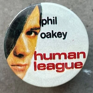 RARE Vintage 1980s THE HUMAN LEAGUE button pin badge UK synth band Phil Oakey 1" - Picture 1 of 2