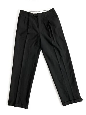 Joseph Feiss 深炭灰色黑色 100 羊毛打褶休闲裤 34 腰 — 第 1/4 张图片