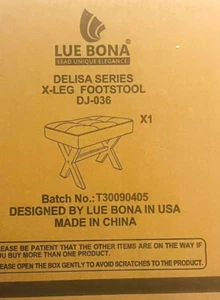 LUE BONA FootStool - Delisa Series X-Leg Footstool DJ-036 - Carbon Gray - Picture 1 of 4