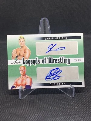 Chris Jericho/Christian Dual Auto Leaf Legends Of Wrestling/10 casi nuevo Foto 1 de 2