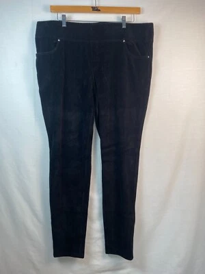 The Quacker Factory Sz XLT Black Corduroy Pants Slim Leg With Pockets Pull Up - Image 1 of 4