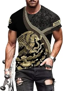 Customized Aztec Mexican Us Flag 3D T-SHIRT US SIZE ALL OVER PRINT BEST PRICE - Picture 1 of 3