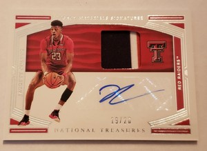 Jarrett Culver Timberwolves 2020 National Treasures 19/20 Patch/Autograph Card