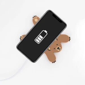 CARICATORE WIRELESS ORSO DISTESO CON CAVO USB DA SCRIVANIA RICARICA 5 WATT - Foto 1 di 3