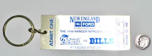 NEW ENGLAND PATRIOTS VS. BUFFALO BILLS SOUVENIR TICKET METAL KEYCHAIN 10/12/97 - Picture 1 of 3