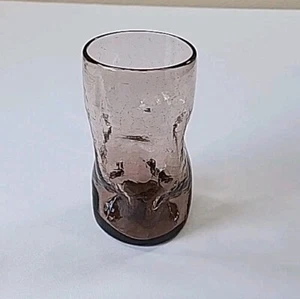 Blenko Mundgeblasen Lila Pinched Crackle Glas Trinkbecher (03) - Bild 1 von 14