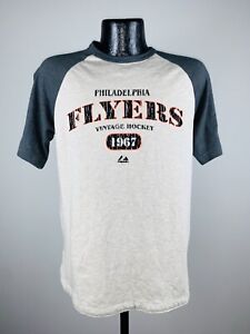 Men’s Majestic Philadelphia Flyers Tan/Gray Vintage 1967 Short Sleeve Shirt XL
