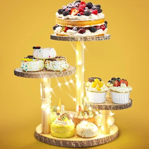 Wood Cupcake Stand 24 Cupcakes LED Light 3 Tier Tower Tiered Tray Dessert Stands - Picture 1 of 1