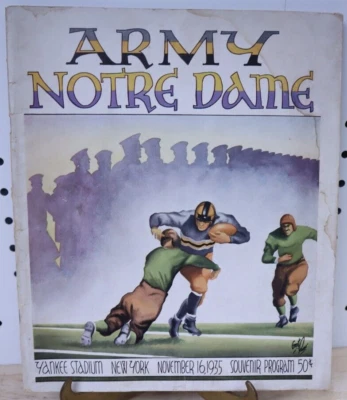 Vintage Antique 1935 Army vs. Notre Dame Football Program November 16th, 1935 US - Image 1 of 4