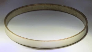 White Enamel & Gold Tone Bangle Bracelet 6.5" - Picture 1 of 1