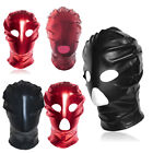 Patent Leather Bondage Head Hood Mask Halloween Costume Cosplay Headgear BDSM