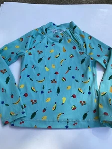 Hanna Andersson Girl Swim Rash guard Top 1/4 Zip Fruit Veggies Sz US 6-7 - Picture 1 of 7