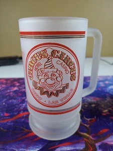 CIRCUS CIRCUS HOTEL CASINO - RENO & LAS VEGAS, FROSTED GLASS BEER MUG, Vintage - Picture 1 of 4