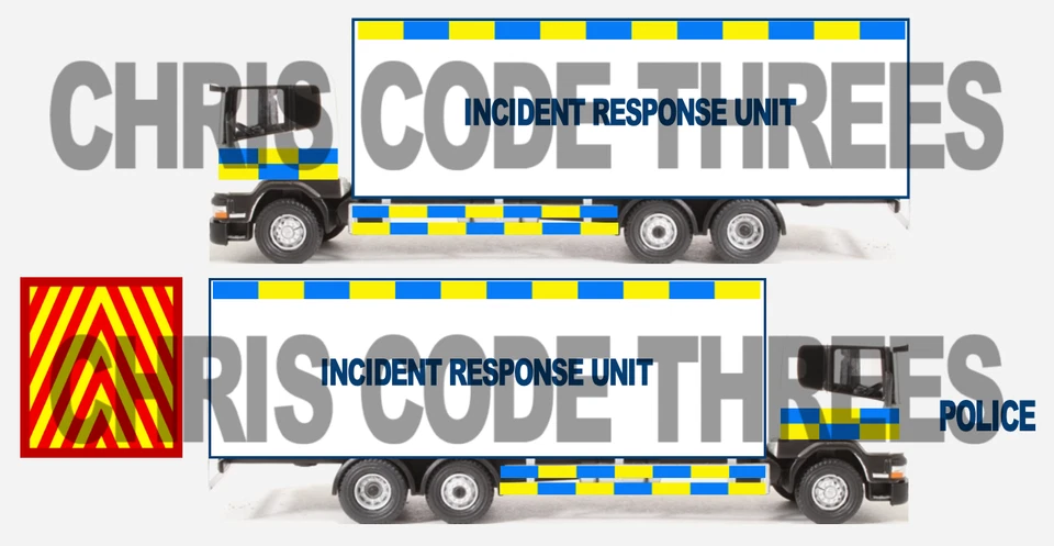 Code 3 Adhesive Vinyl Decals 1/76 Oxford Diecast Rigid - Police Incident Unit - Image 1 of 1
