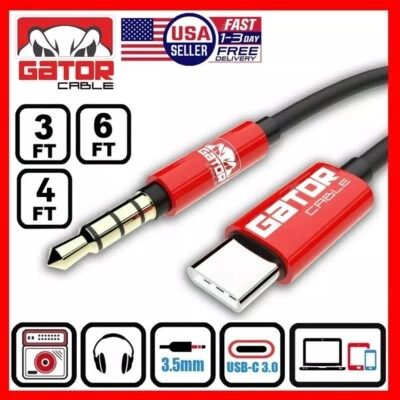 USB-C to AUX 3.5mm Cable Audio Adapter For S9 S10 S20 S21 S22 S23 S24 Note 8 9 - Image 1 of 4