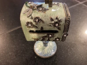 Vintage Metal Mailbox Jeweled Pill/Trinket Box - Picture 1 of 6