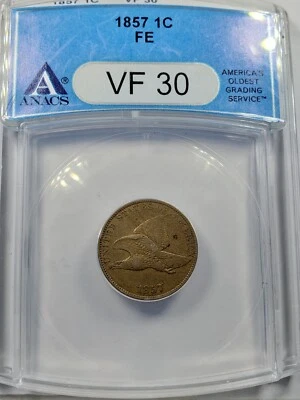 1857 FLYING EAGLE CENT ANACS VF30 - Image 1 of 4