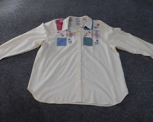 Alfred Dunner top size 20 white womens floral pockets button up polyester cotton - Picture 1 of 16