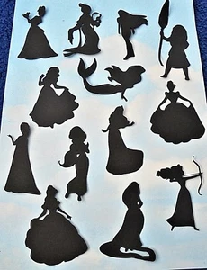 Die Cut cuts Disney Princess x 13, black, silhouette, scrap booking, topper, - Picture 1 of 4