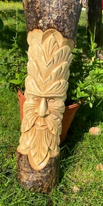 STUNNING GREEN MAN LOG - 50CM (HAND CARVED IN BALI) DESIGN C - Picture 1 of 1