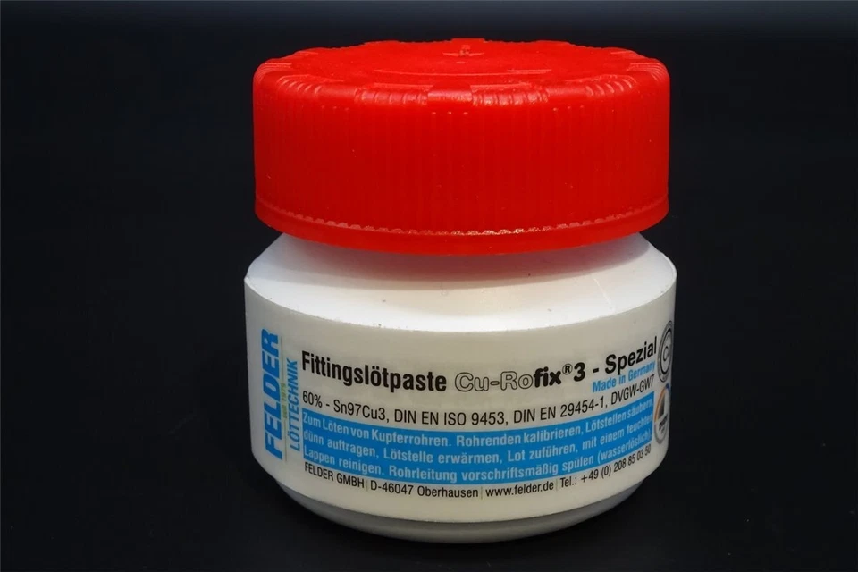 FELDER LÖTTECHNIK 100g Fittingslötpaste Cu-Rofix®3-Spezial Felder Weichlöten Trinkwasser Heizung