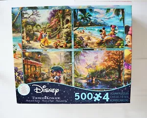 Thomas Kinkade Disney 3 in 1 Jigsaw Puzzle 500 piece Mickey & Minnie - Picture 1 of 4