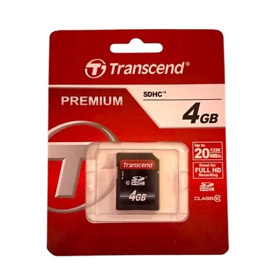 Transcend SD Card 4GB SD premium Speed 20MBs for Old PC Camera Video Games Car - Image 1 of 2