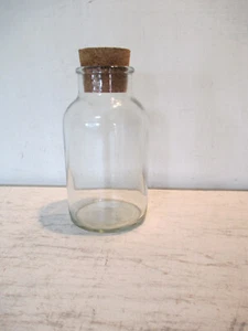 Vintage 6" x 3" Clear Glass Apothecary Jar with Cork Stopper #20 - Picture 1 of 4